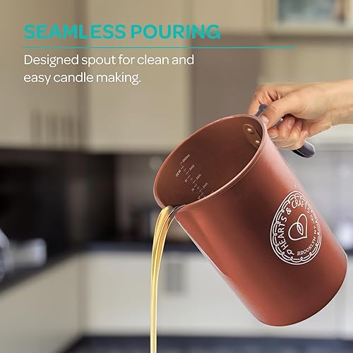 Miniatura 4 de Hearts & Crafts Ollas de velas, 64 onzas, olla de fusión de cera de velas, olla de vertido de aluminio para 4 libras, cera derretida, color cobre,