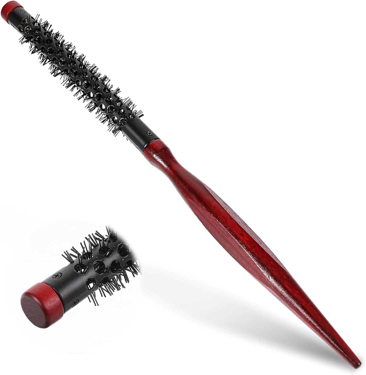 Ptwola 1 STKS Mini Quiff Roller Ronde Borstel voor Blazen Drogen Kort Haar Kleine Draagbare Krullende Plagen Kammen Kleine Reizen Pony Borstel Nylon Borstelharen Haarborstel voor Vrouwen Mannen Fijn