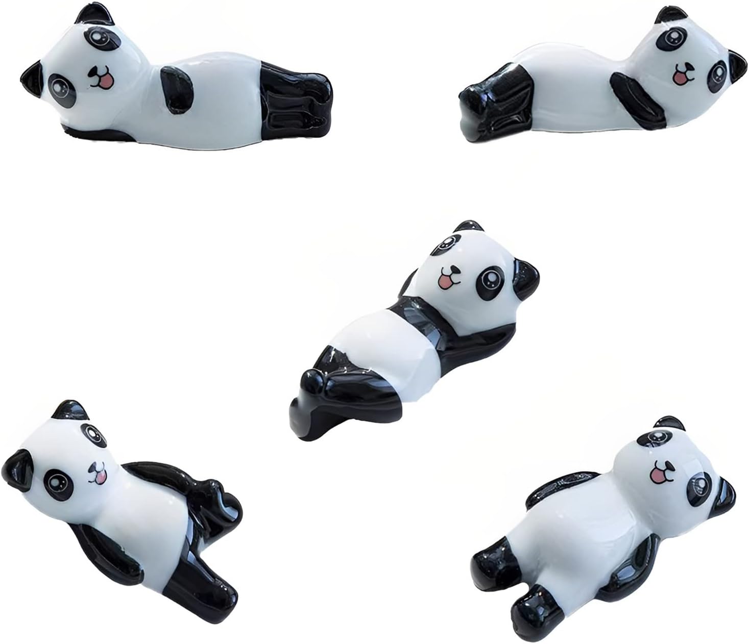 Chopstick Rest Panda Chopstick Holder, 5PC | Solid Ceramic, Panda Gifts, Ornament Rack Stand, For Chopsticks Forks Spoons Knives Paint Brushes