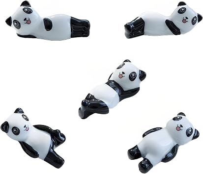 Chopstick Rest Panda Chopstick Holder Panda Gifts Solid Ceramic Ornament Rack Stand Holder for Chopsticks Forks,Spoons,Knives,Paint Brushes5PC