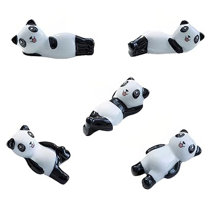 Chopstick Rest Panda Chopstick Holder Panda Gifts Solid Ceramic Ornament Rack Stand Holder for Chopsticks Forks,Spoons,Knives,Paint Brushes(5PC)