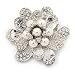 Produktbild Bridal Strass, transparent, Weiß, Glockenblumen-Brosche, versilbert - 4,5 cm Durchmesser