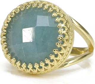 Anemone Jewelry Intricate Aquamarine Ring with 14k Gold-filled Ring Band - Classy Aquamarine Jewelry for Women - Handmade - March Birthstone Jewelry for Any Occasion - Free Gift Box