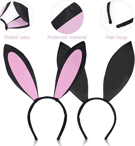 Miniatura 2 de Juego de orejas de conejo para cosplay, lindo conejo, orejas de conejo, corbatín para Halloween, accesorios para fiesta de Halloween