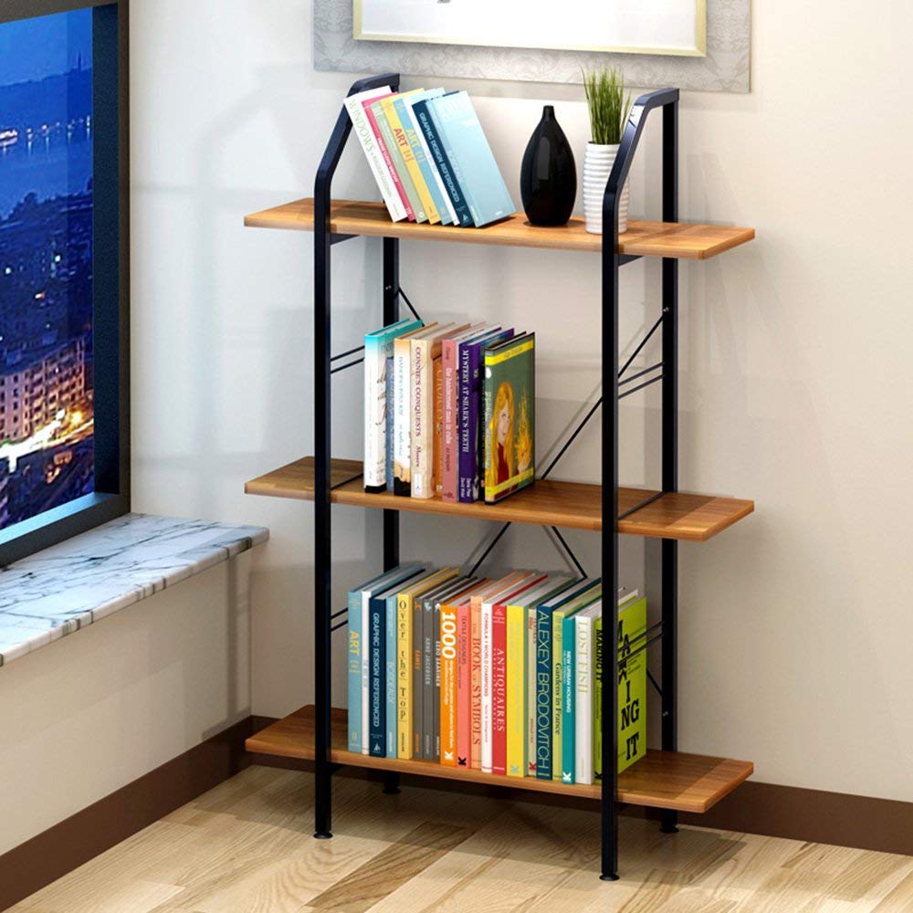 MU Estanterías para el hogar Estanterías Estante de Madera de 3 Niveles Escalera Inclinada Estantería Unidad Estantería Exhibidor Stock (3 Niveles, Negro) Bastidores
