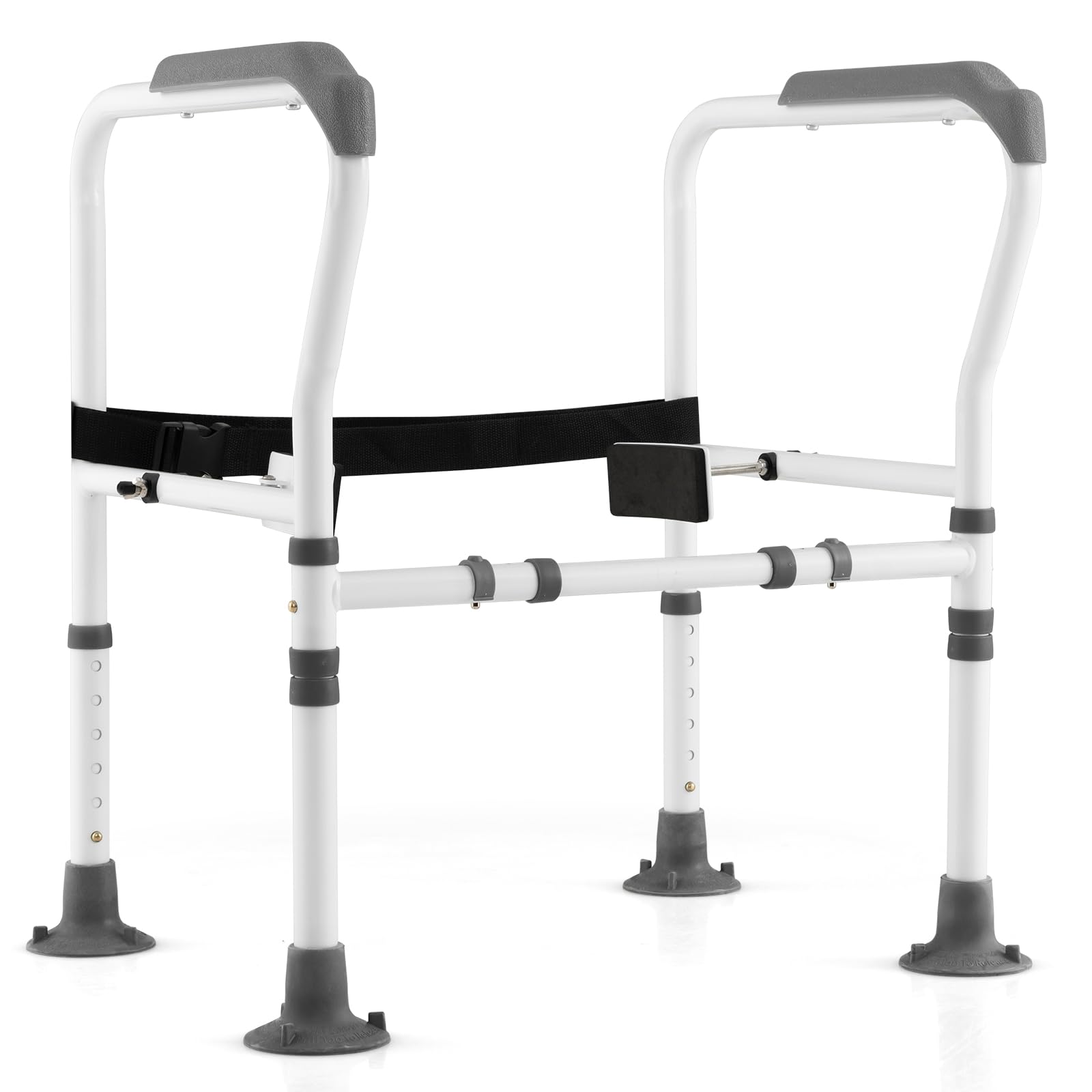 RELAX4LIFE Braccioli per WC, Maniglione WC, Supporto per WC Pieghevole, Regolazione in Altezza e Larghezza, Ventose Antiscivolo, Acciaio al Carbonio, per Anziani, Disabili, Donna Incinta (Grigio)