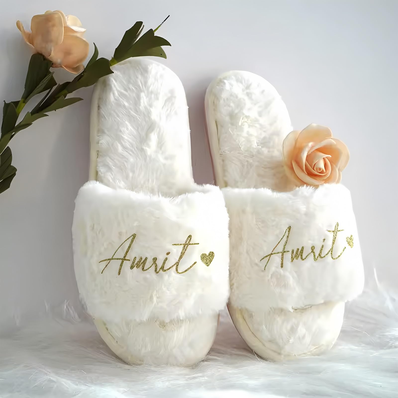 Pantofole Damigella d'Onore Matrimonio e Festa della Gallina - Pantofole Sposa 6MM Suola, Casual, Bianco, Regno EU:38~40