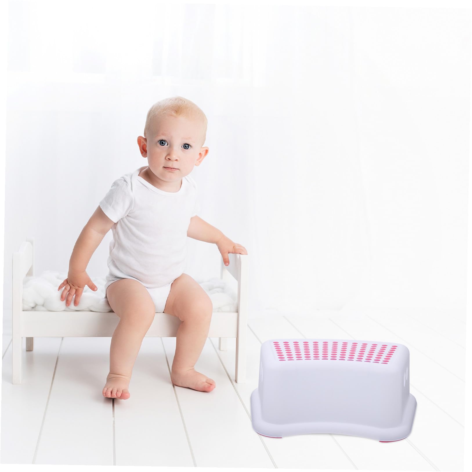Sgabello Basso Antiscivolo Per Bambini e Adulti, Panca Multifunzione Per i Piedi in Plastica Resistente, Sgabello Da Bagno Versatile Per Interni Ed Esterni, Design Sicuro e Pratico Rosa