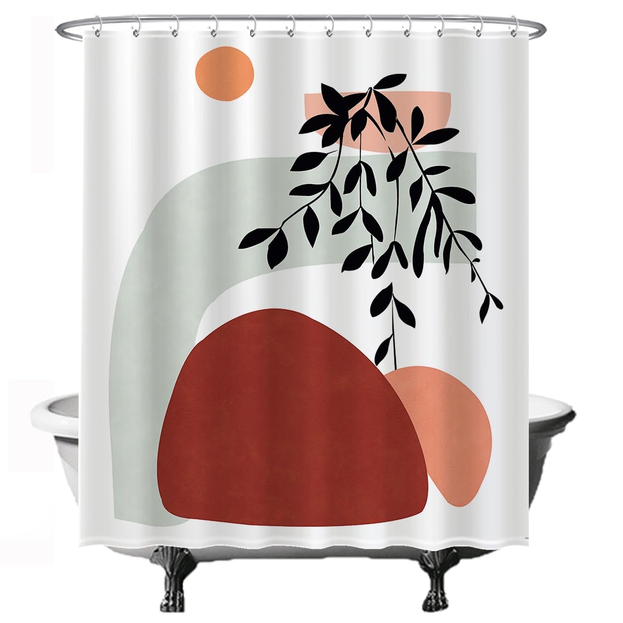 Ulticool Shower Curtain, Sun Mountain Abstract Boho Nature Bohemian, 180 x 200 cm, Anti Mould, Washable, Waterproof
