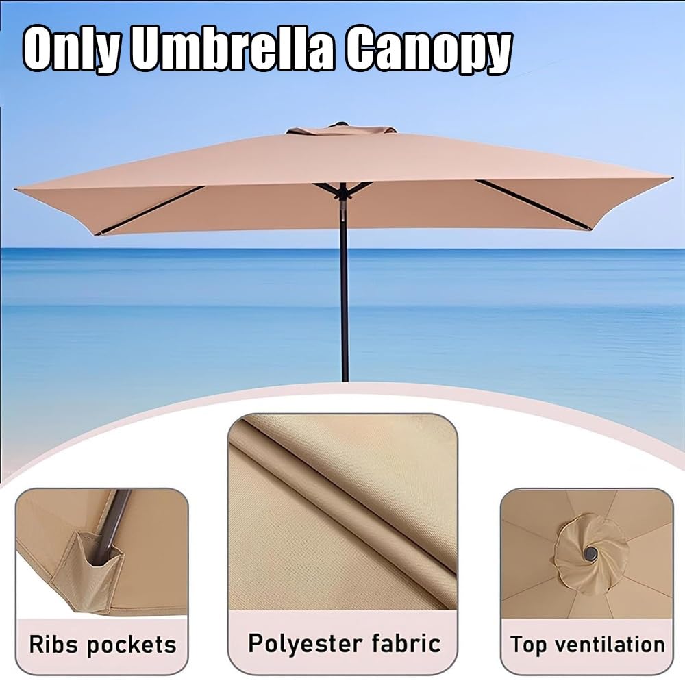 2.5x2.5m 3x3.0m Toldo De Recambio Para Sombrilla Cuadrada, 8 Varillas Tela De Recambio Para Parasol Cubierta De Repuesto De Parasol Jardín Mercado