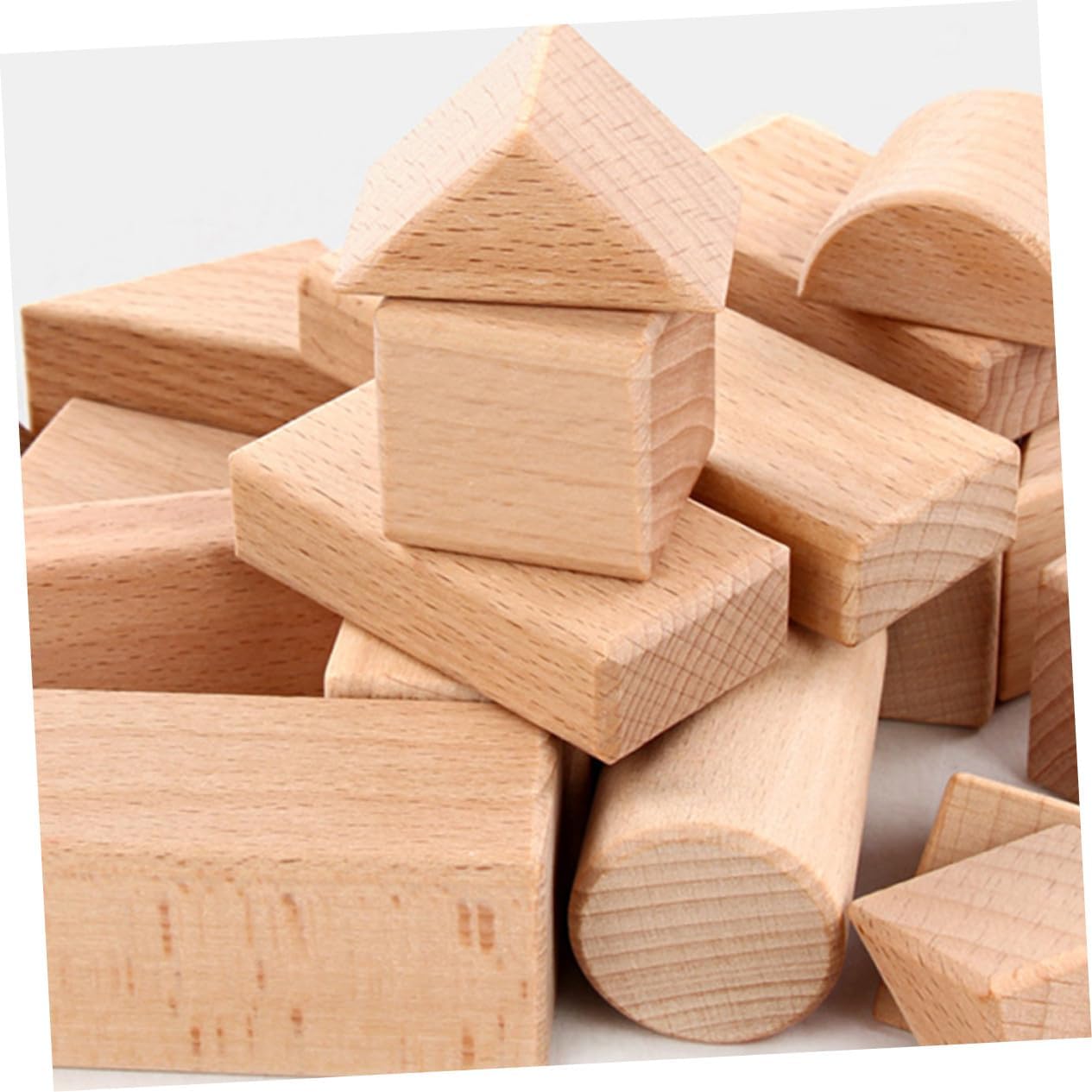 Natural Solid Wood Blocks Wooden DIY Educational Cognitive Building Blocks for Smooth Surface Safe for Enhances Hand-Eye Coordination and Learning Skills