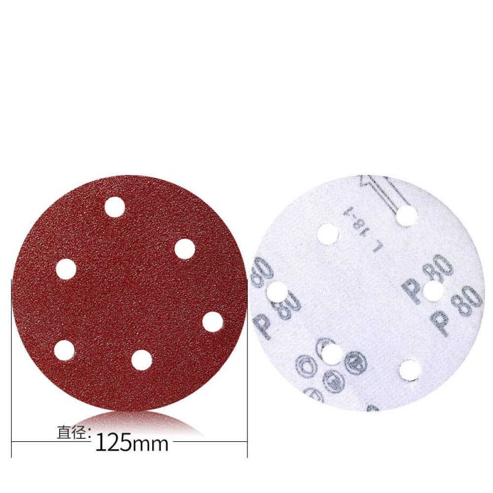 6 agujeros 100 piezas 125 mm 5 pulgadas Papel de lija abrasivo Disco de lijado Gancho amp; Loop Sand Paper Grits 60~1500 para accesorios de herramientas eléctricas Sander, 800#