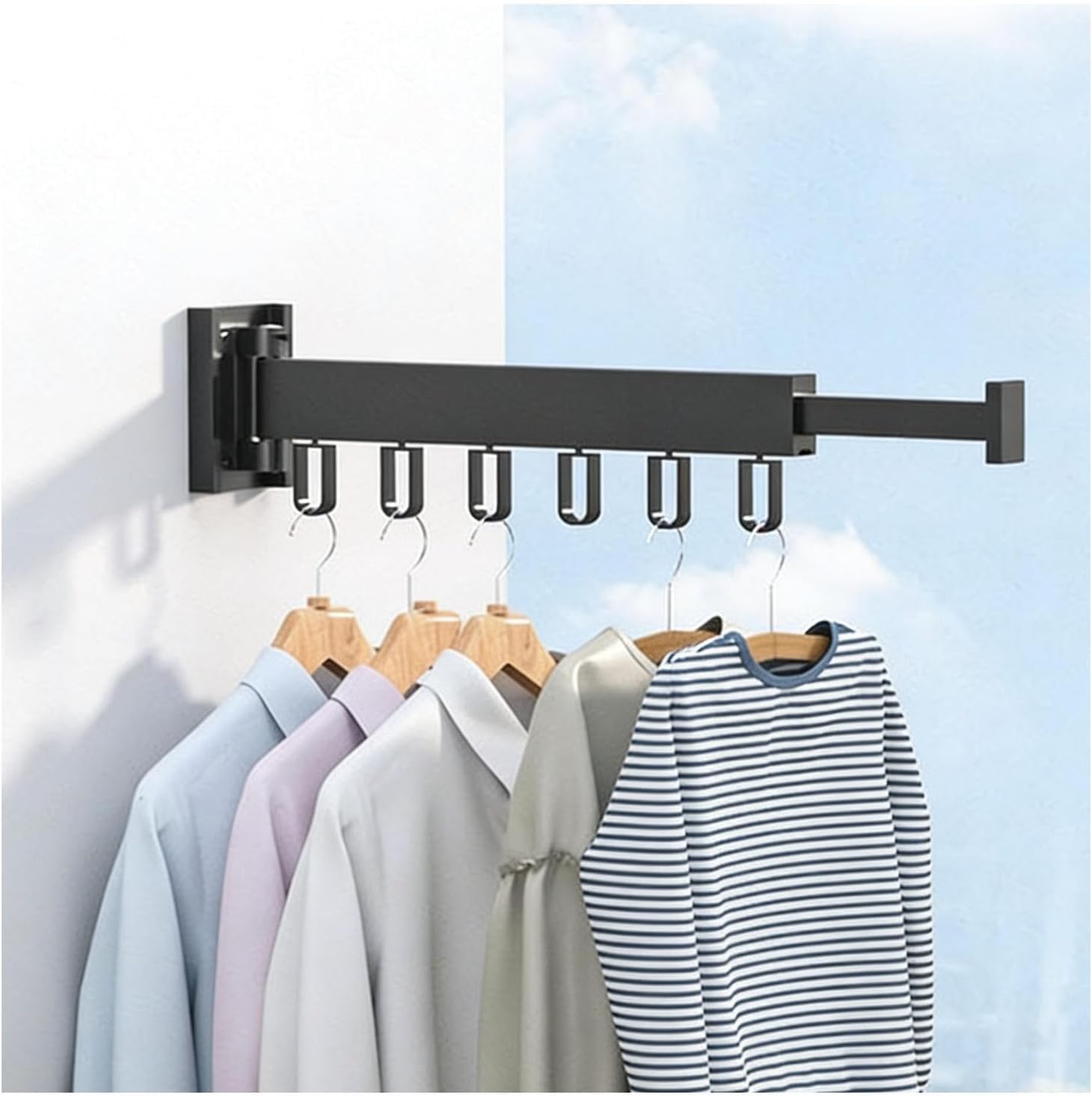 Foldable Clothes Drying Rack Space Saver Laundry Gadgets for Laundry Room Indoor,Black-54cm(21in)