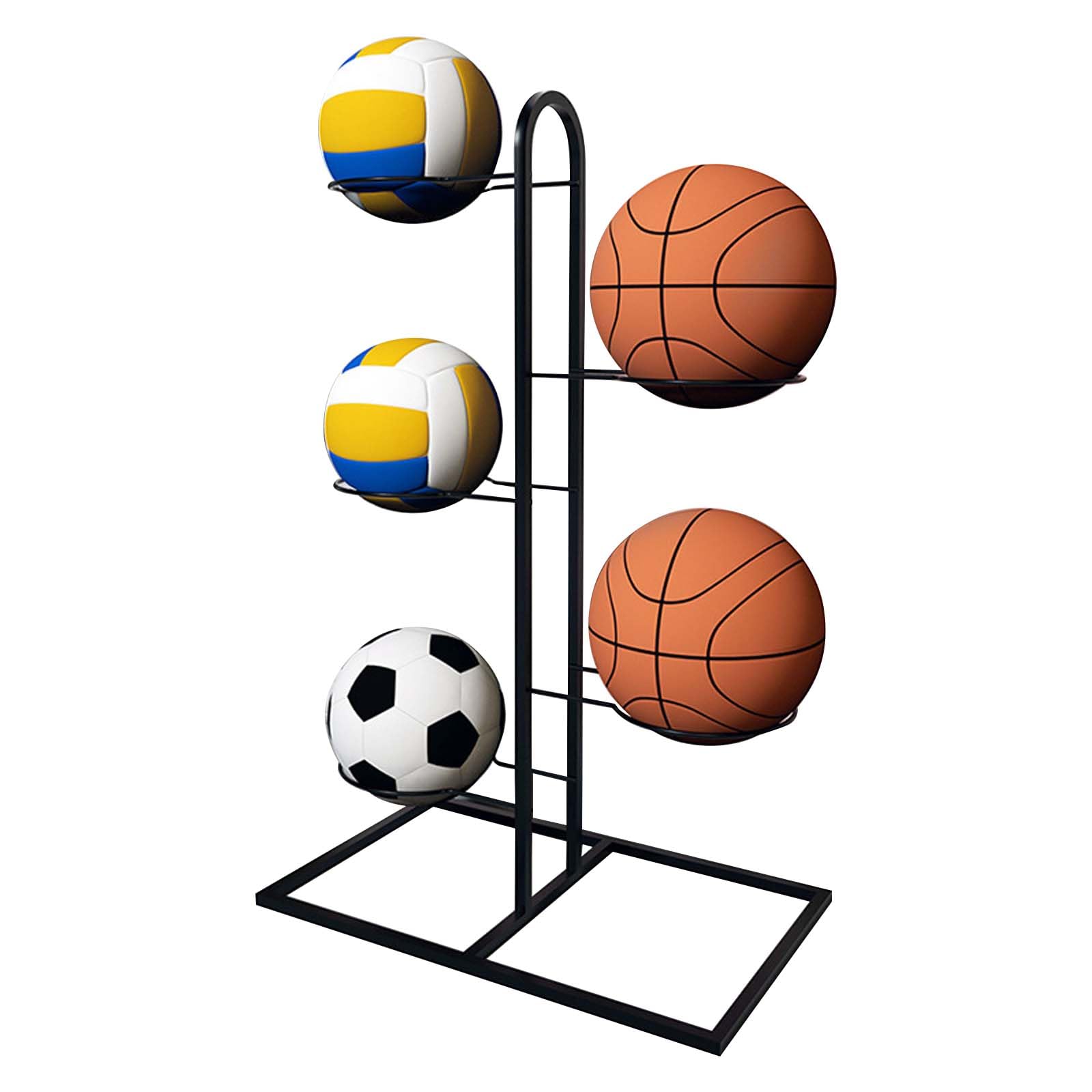 Rastrelliera Verticale 4 Livelli Per Palloni Da Basket - Organizza Palloni, Calcio E Pallavolo, Design In Ghisa Resistente - Foto 2