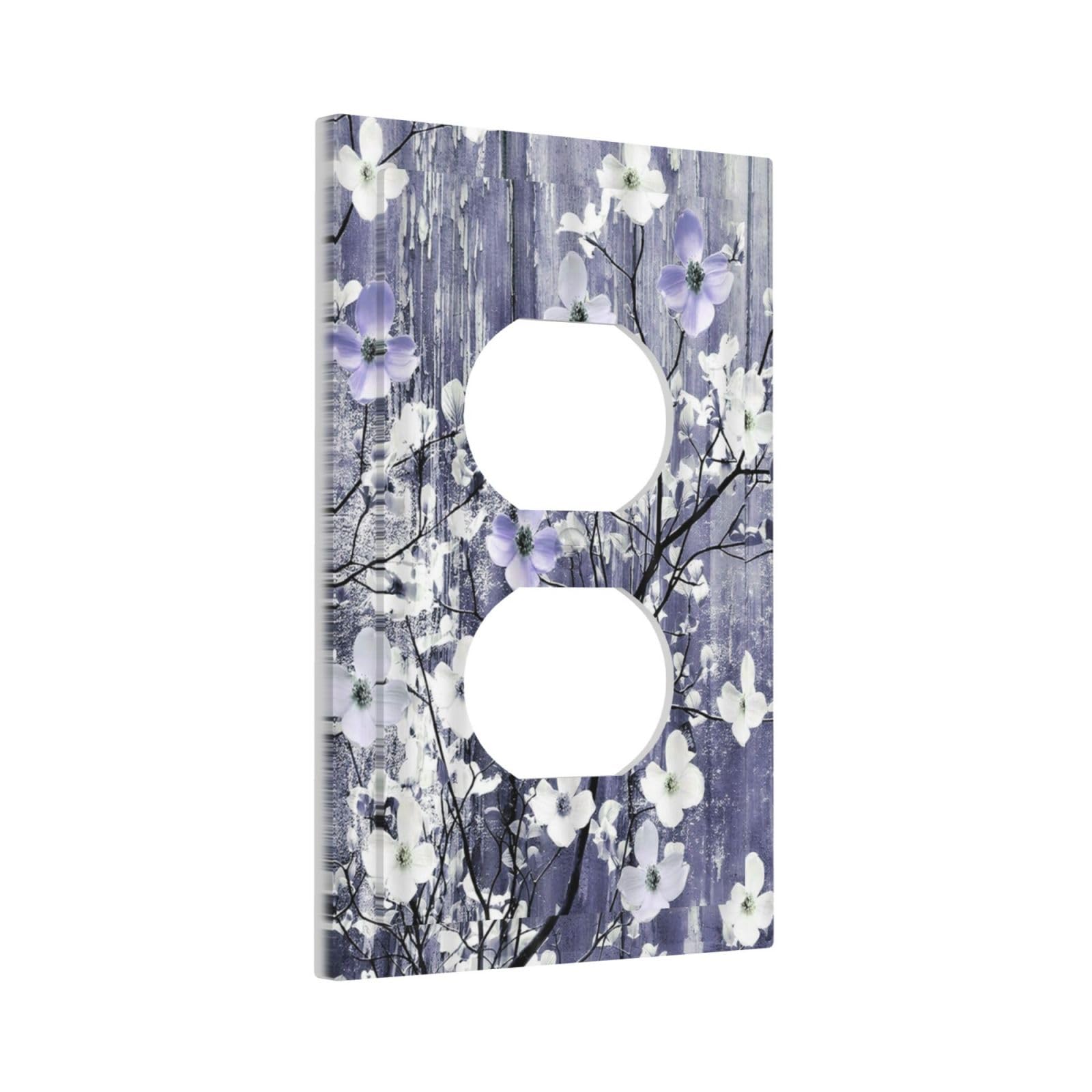 Rustic Floral Outlet Covers - White Pear Flowers -1