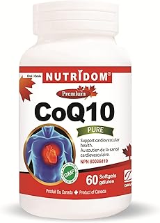 Nutridom Coenzyme Q10 100mg, Naturally-Fermented CoQ10 Supplement for Cardiovascular Support, Non-GMO, Free of Gluten, Soy, Dairy (60 Softgels)