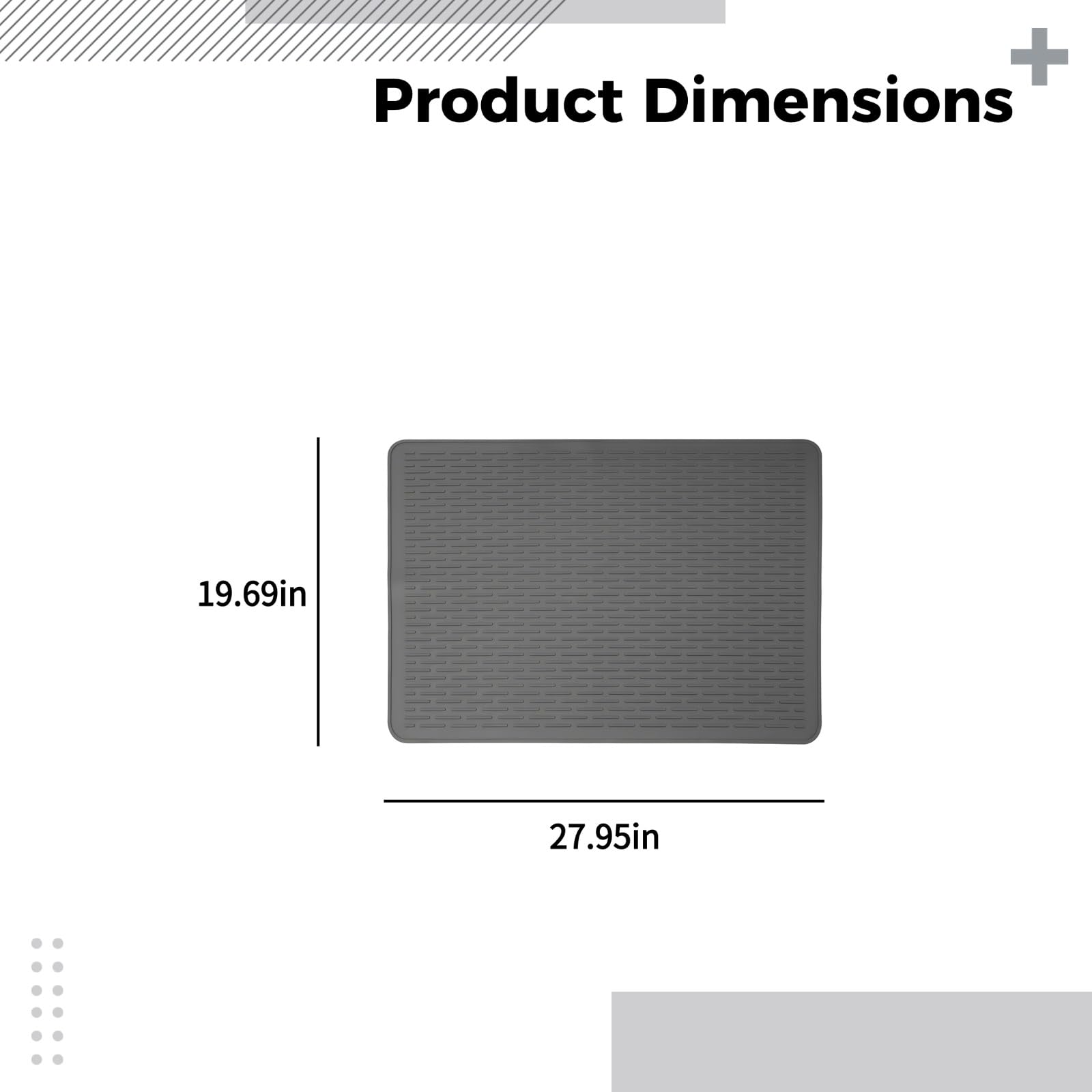 Große Silikon-Abtropfmatte für Geschirr, 28 x 19,7 in, 71 x 50 cm Küchenmatte für die Arbeitsfläche, hitzebeständig bis 446 ℉, schnell trocknende Utensilienmatte, BPA-frei, dunkelgrau