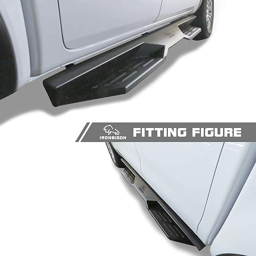 Miniatura 2 de IRONBISON Estribos para Ford Ranger SuperCrew Cab 2019-2025 de 5 pulgadas, peldaños laterales de camioneta Nerf barras de textura fina Black Rock