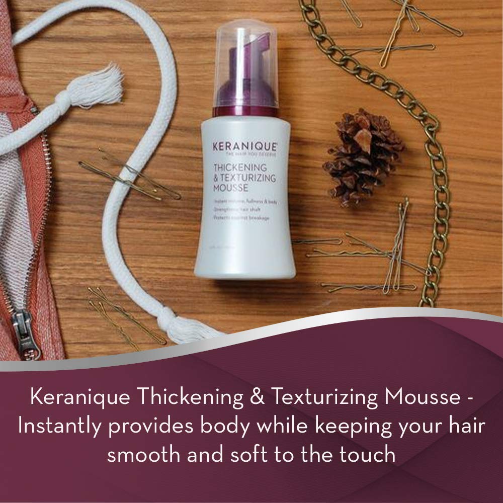 Keranique Thickening & Texturizing Mousse, 3.4 Fl Oz – Instant Volume, Thickness and Body, Leaving Hair with Smooth and Soft Touch | Strengthens Hair Shaft and Protects Against Breakage : Beauty & Personal Care