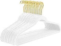 Vista 13 de MIZGI Perchas de Terciopelo Marfil Paquete de 60, Perchas Premium Doradas para Ropa Antideslizantes de Fieltro, Percha Resistente Marfil de Servicio