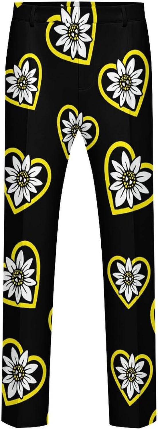 Edelweiss Flower Lover Novelty Men's Casual Pants Slim Fit Suit Dress Trousers
