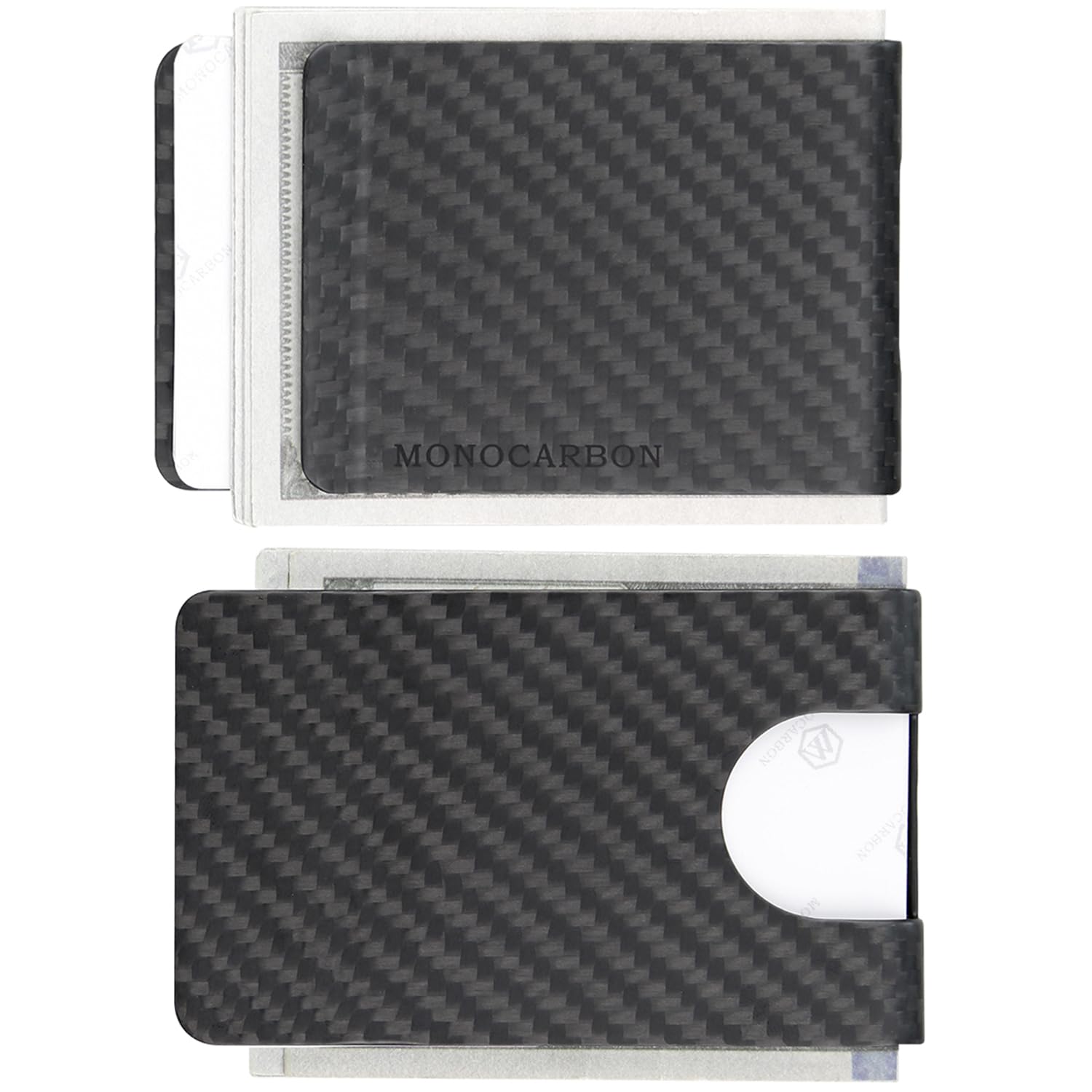 MONOCARBON 2in1 Carbon Fiber Money&Credit Card Clip,RFID Blocking Wide Credit Card&Cash Holder for Men Front Pocket