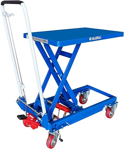 Global Industrial Mesa elevadora de tijera móvil con mango plegable, plataforma de 27 x 17, capacidad de 330 libras