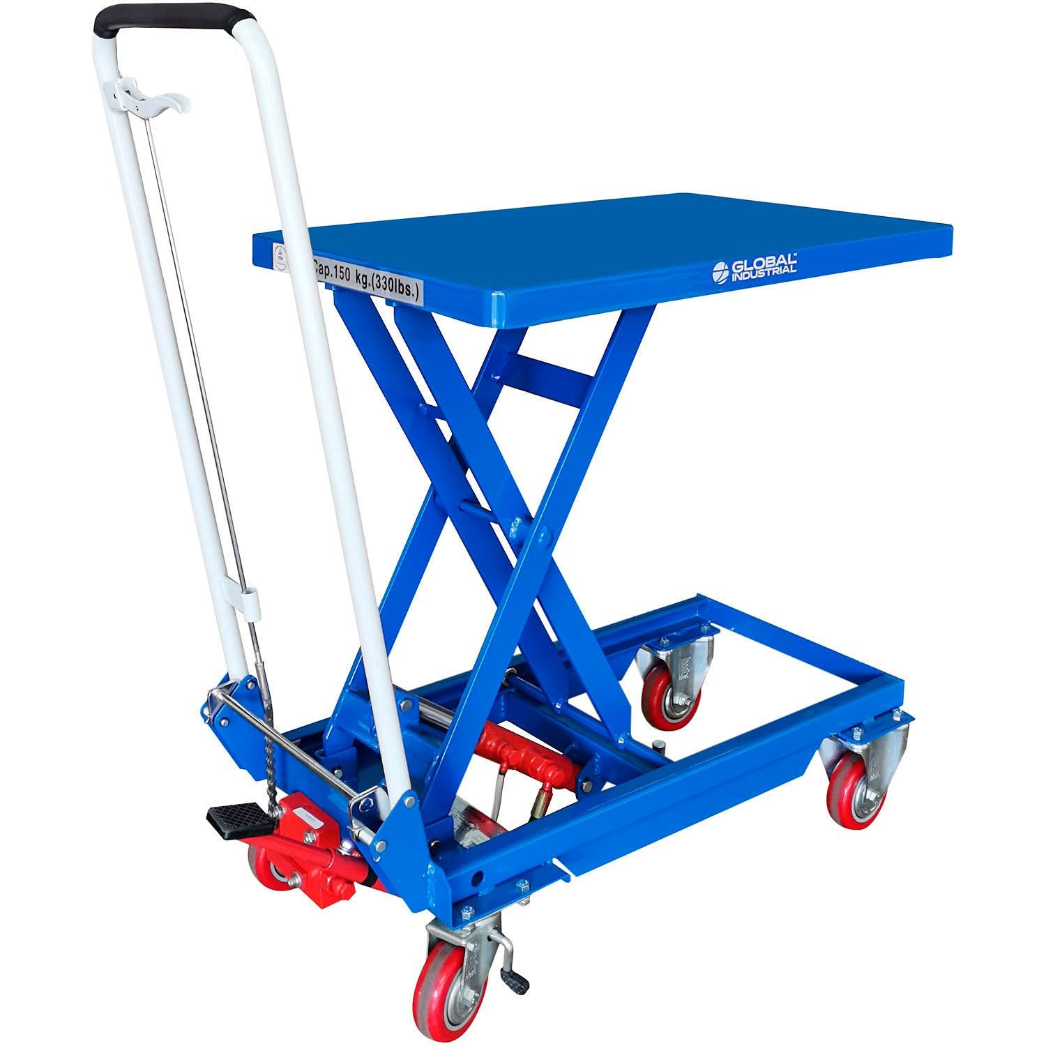 Global Industrial Mobile Scissor Lift Table with Folding Handle