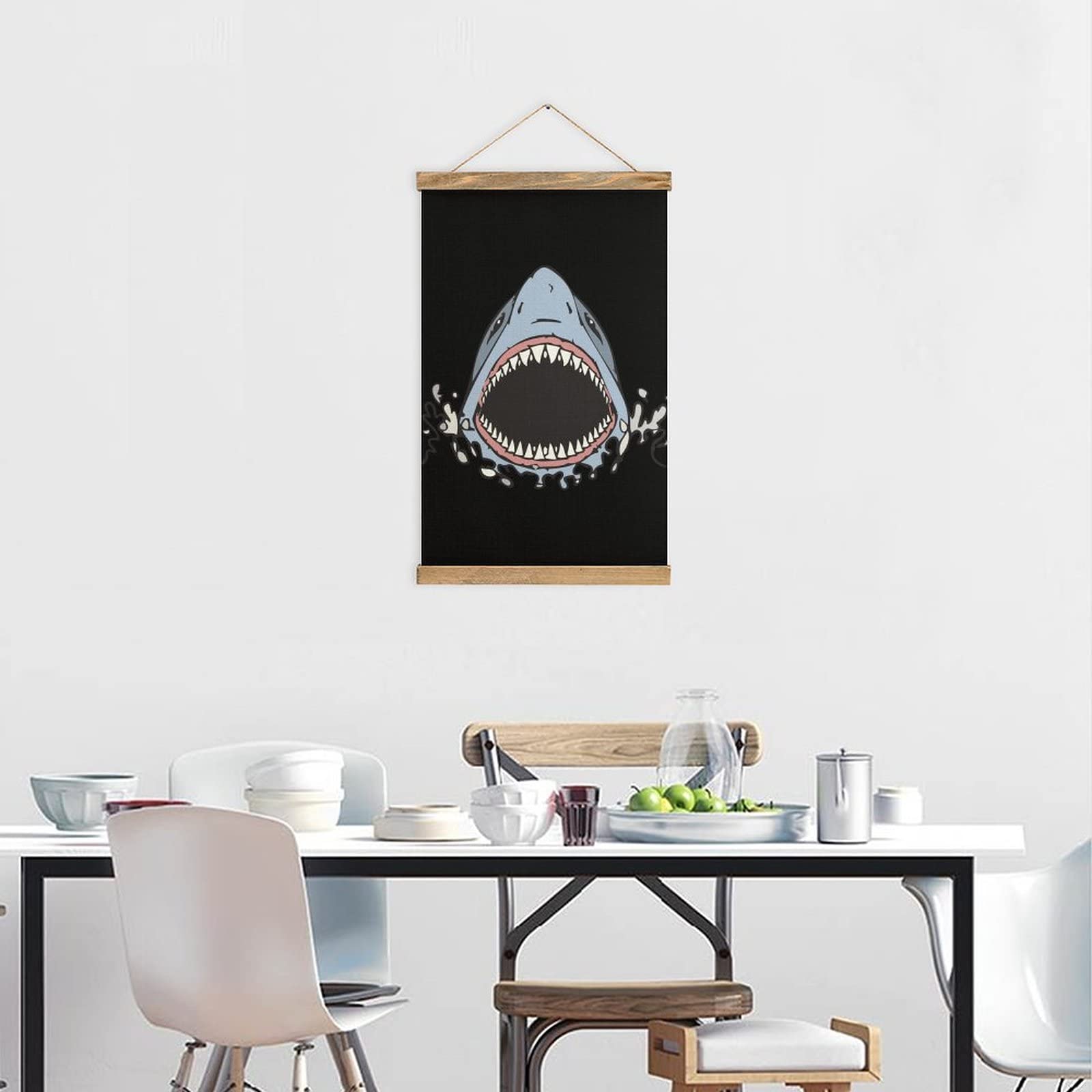 Amazon.co.jp: サメの歯の吊り下げポスター キャンバス 壁アート 絵画
