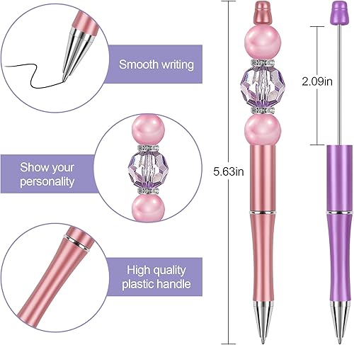 Miniatura 2 de Joyberg 15 bolígrafos con cuentas, bolígrafos de plástico de colores a granel, bolígrafos de cuentas de tinta negra, bolígrafos creativos de