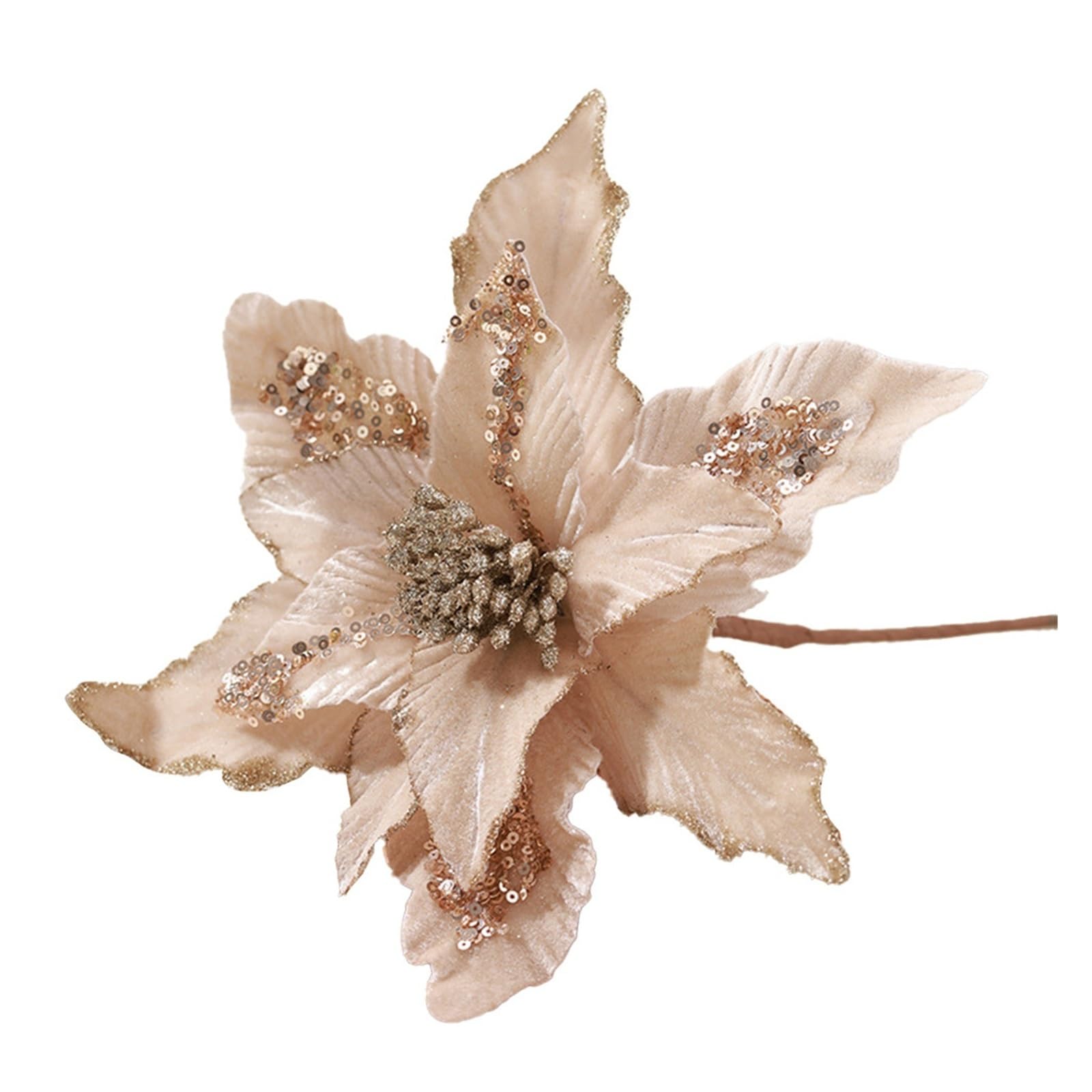 CVEVSFG 1x Artificial Cloth Flowers Realistic Xmas Tree Hanging Flower Merry Decoration(Champagne)