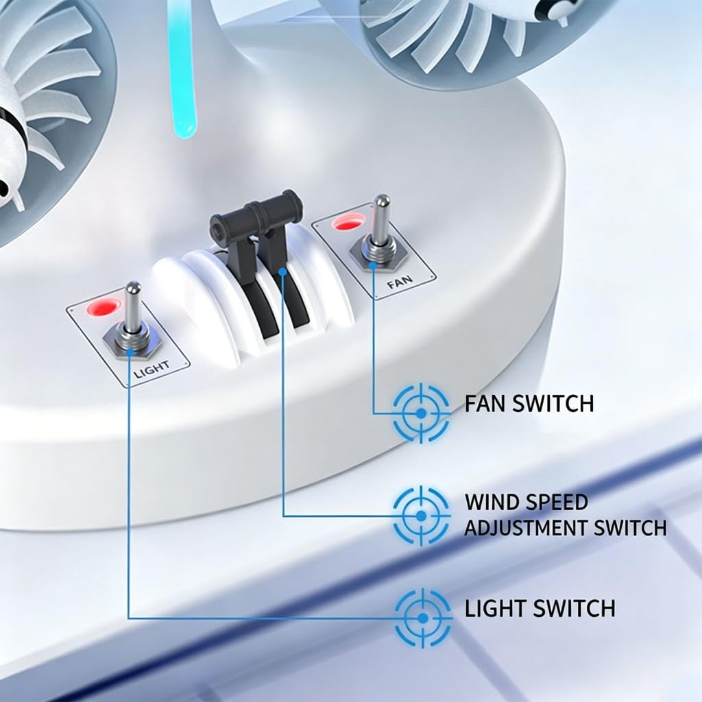 Ventilador de escritorio de 5000 mAh, con forma de plano, doble cabeza, recargable, dispositivo de refrigeración con textura de plástico para viajes y refrigeración