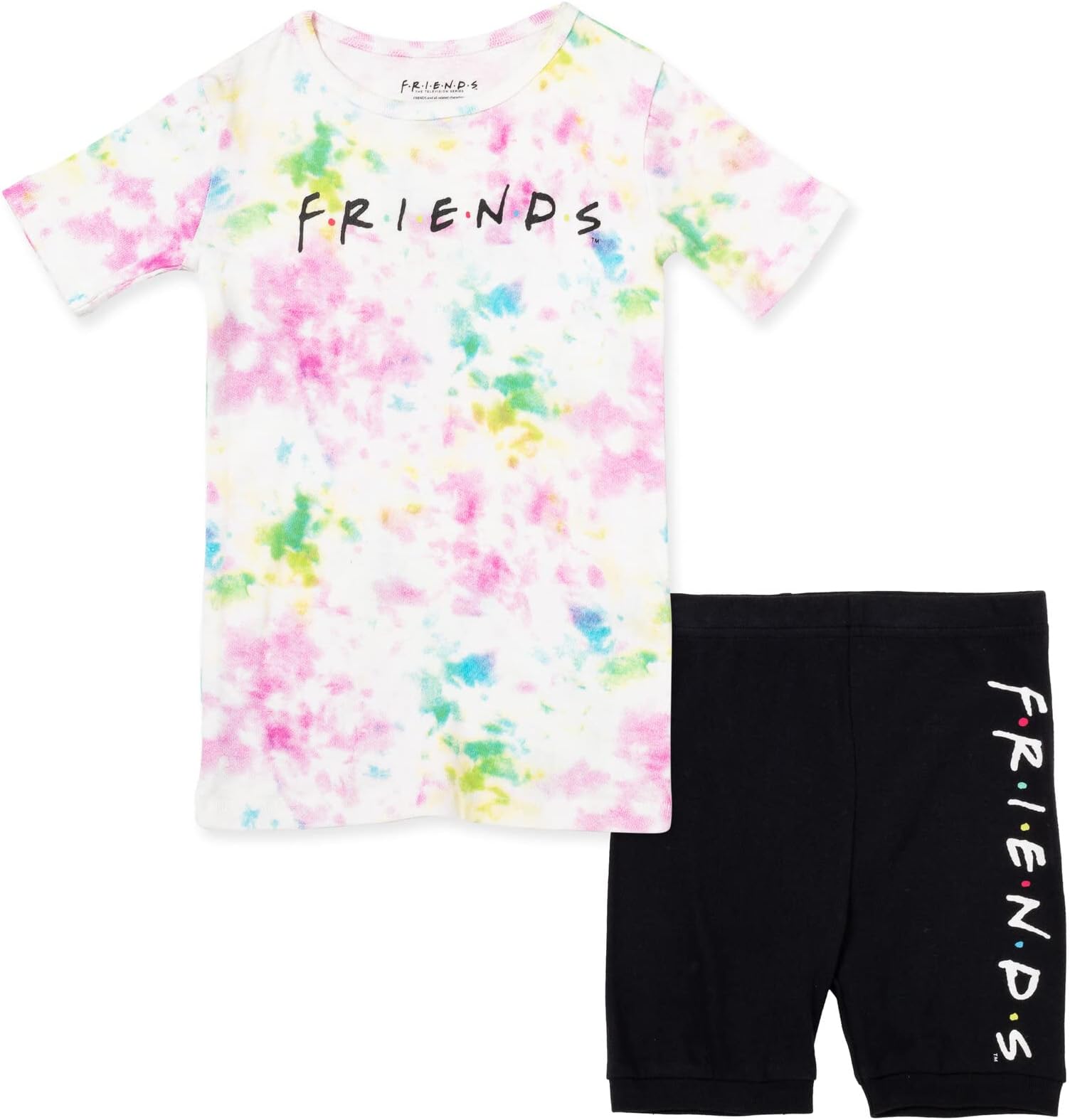 FRIENDS Girls Pajama Shirt and Shorts Sleep Set Little Kid to Big Kid