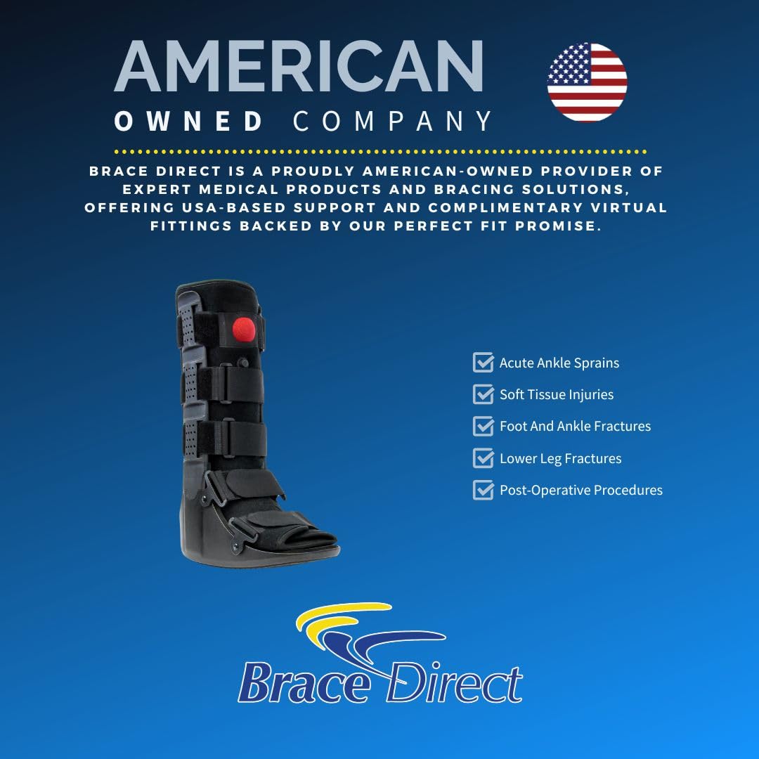 Brace Direct Tall Air CAM Walker Fracture Boot - Orthopedic Boot for Foot Fractures, Sprained Ankles & Surgery Recovery (Small - US Shoe Men 4.5-7 / Women 6.5-8)