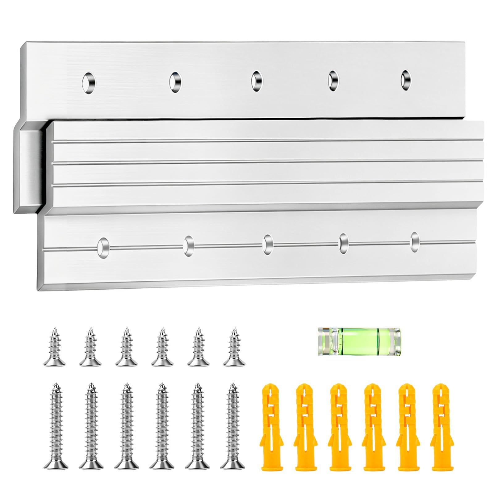ddckj 1 Pairs French Cleats Bracket Heavy Duty 12 Inch French Cleat Picture Hanger 36kg Aluminum Z Clips with Bubble Level for Hanging Mirrors, Picture, Shelf, Whiteboard, Art, Frames, Cabinet