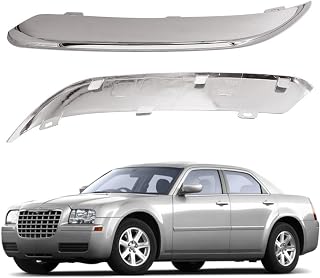 Front Passenger Side & Driver Side Bumper Molding Trim Set Replacement for 300 2005-2010 Chrome Plastic Replacement for 4805938AA Replacement for 4805939AA