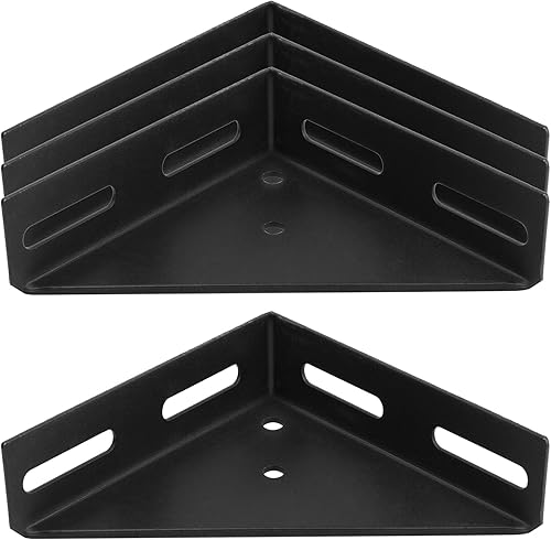 heneng 4 piezas de soporte de esquina de cama de 7 x 7 pulgadas, cierre de triángulo de metal, 1/8 de pulgada de grosor, carga máxima de 264