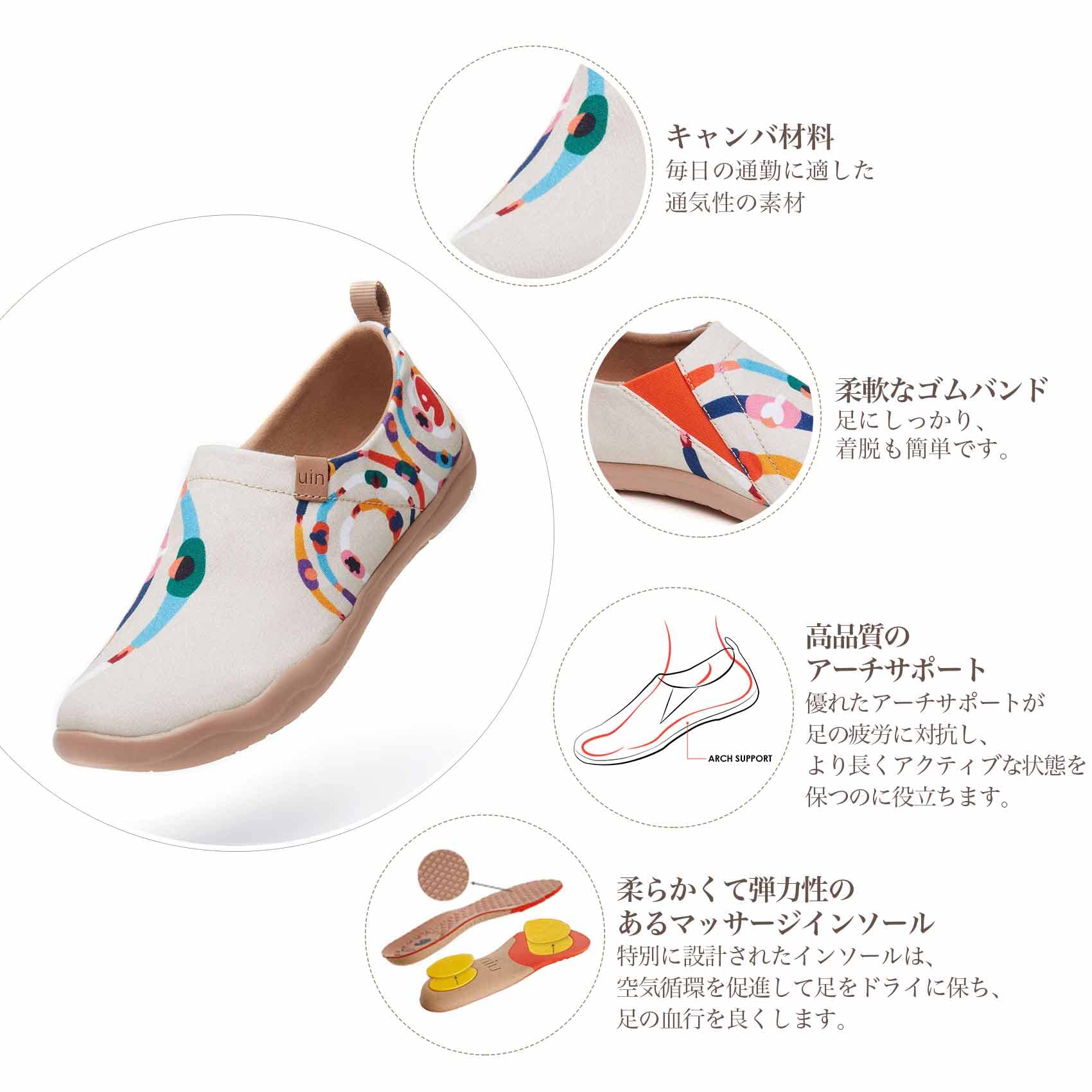 [UIN]花シリーズアートシューズ 靴 キャンバスローファースリッポン 綺麗 レディース デッキシューズ 春夏落書きシューズ 超軽量ウォーキングシューズ 人気すりっぽん - 5