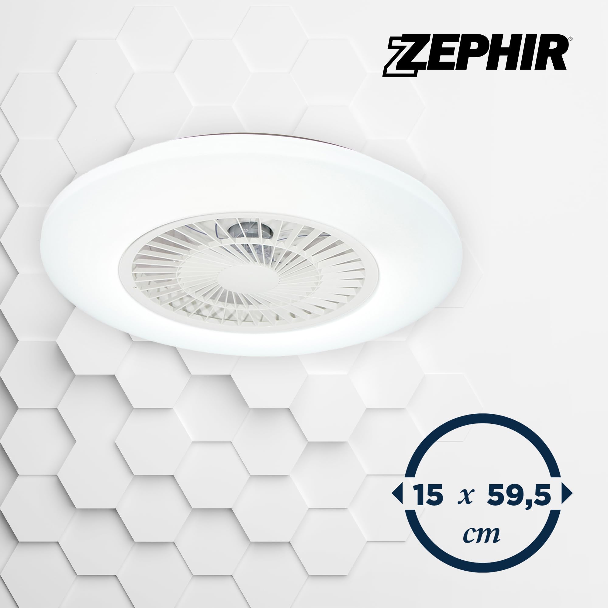 Zephir Ventilatore Plafoniera LED Con Telecomando 45W, RGB E CCT, 6 Velocità, Timer, Funzione Reverse, 5 Pale Trasparenti