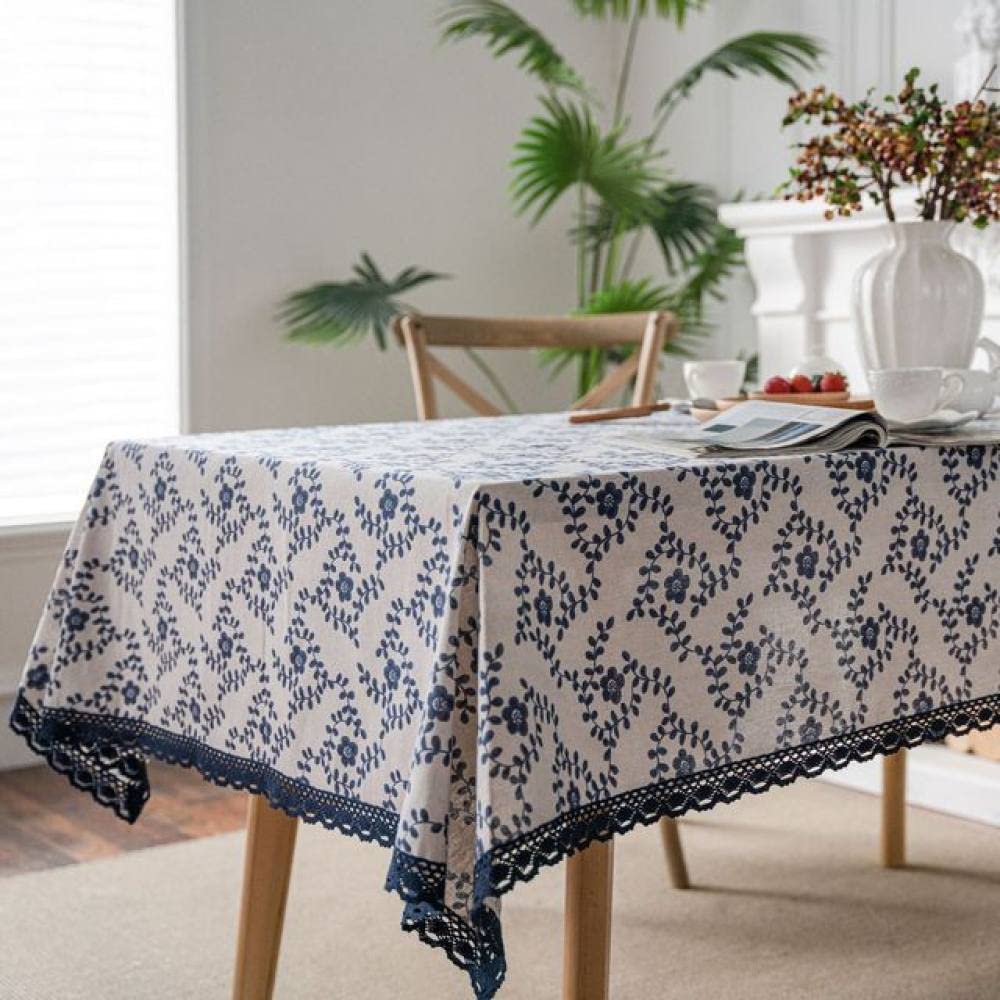 Nappe en lin et coton haut de gamme, nappe pastorale chic en dentelle