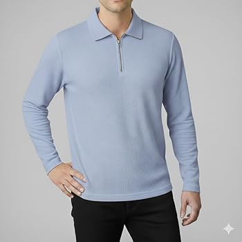 Buy Men Zip Full Sleeve T Shirt Poly Cotton Casual Zipper Neck T