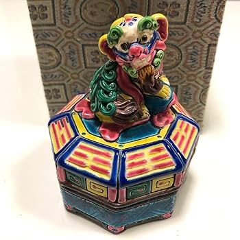 Amazon.co.jp: 交趾陶 交趾焼 鹿港窯 獅子 置物 林智信 林俊亨