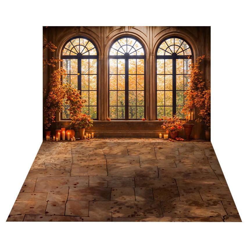 Toile de fond automne Kate 3x2m avec fenêtre d'érable pour photo