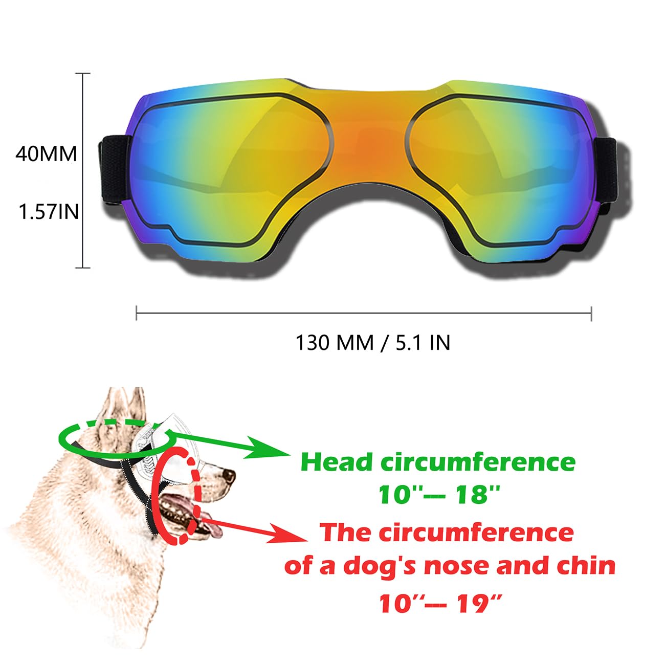Medium Dog Sunglasses, Dog Goggles with Adjustable Strap UV Protection Winproof Dog Puppy Sunglasses, Suitable for Medium Dog Pet Glasses, Dogs Eyes Protection - Image 3