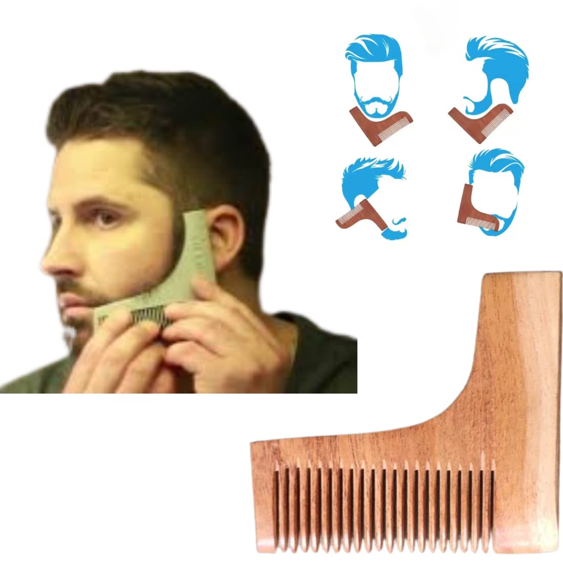 Rocky Beard Neem Wooden Beard Shaping and Styling Tool Comb For Men| Home and salon use | Beard Comb