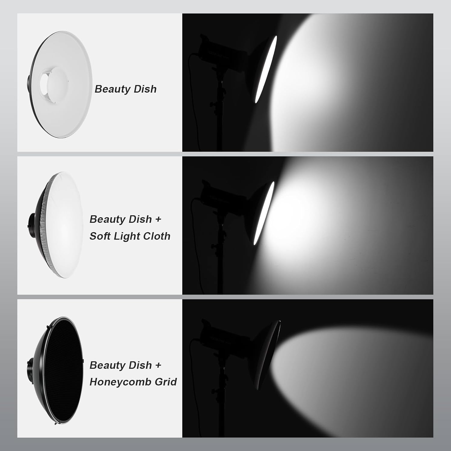 Soonpho 16inch/42cm White Beauty Dish Standard Reflector with Honeycomb Grid,Six-Color Diffuser and Bag,for Bowens Mount Studio Strobe Flash Like Godox AD200 AD100Pro