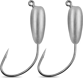 Tube Jig Heads Tube Bait Jig Hooks for Bass Fishing Unpainted Tube Bait Hooks Freshwater Saltwater Fishing Hooks Tube Jigs 1/8oz 1/4oz 3/8oz