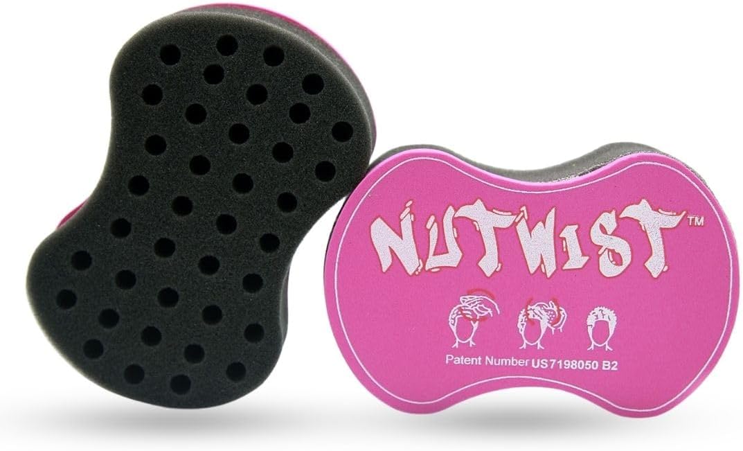 NuTwist Dread Twist Hair Sponge for Curls Black Men, Coils, and Twists - Hair Twisting Sponge Barber's Curling Care Brushes for Afro Curly Freeform Dreads, Curls Small Holes, Pink