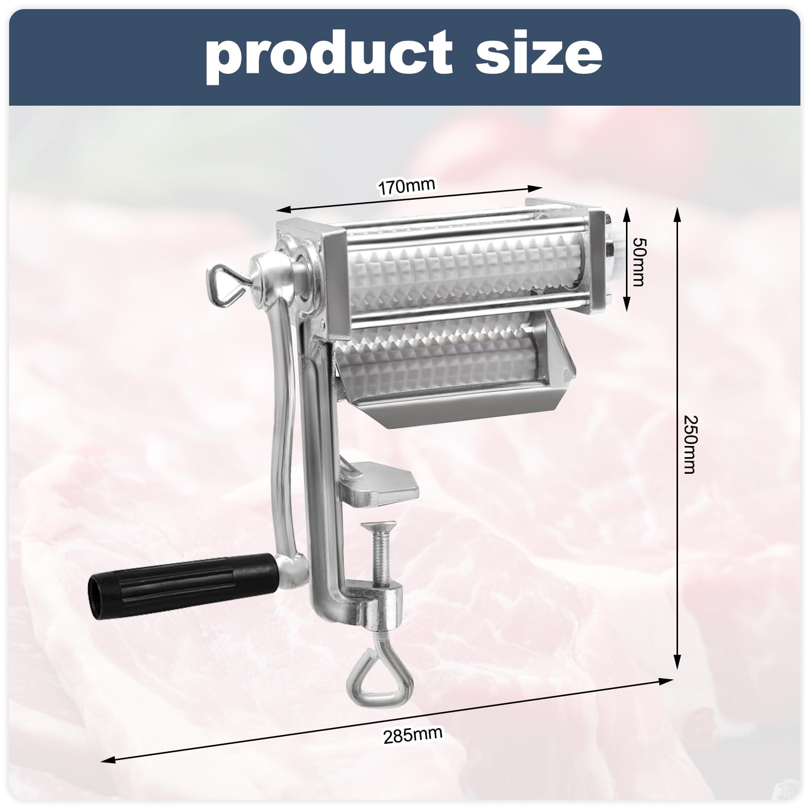 Ablandador De Carne, Ablandador De Carne Con Rodillos De Cuchillas De Acero Inoxidable Y Manivela De Funcionamiento Suave, Ablandador De Carne Para Pollo, Res, Bistec, Cocina, Hogar, Restaurante