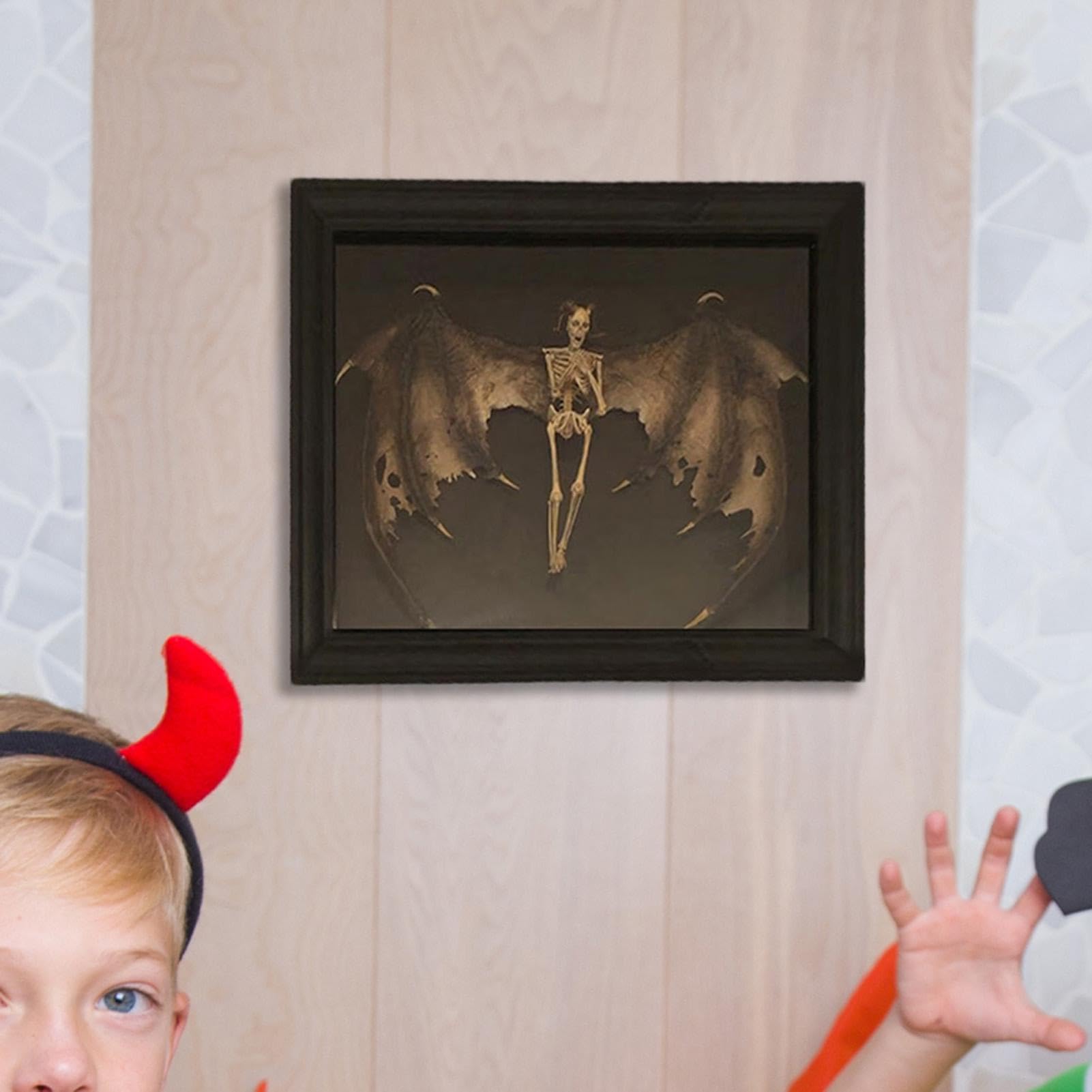 Decorazione a scheletro di Halloween, cornice per foto spettrale per